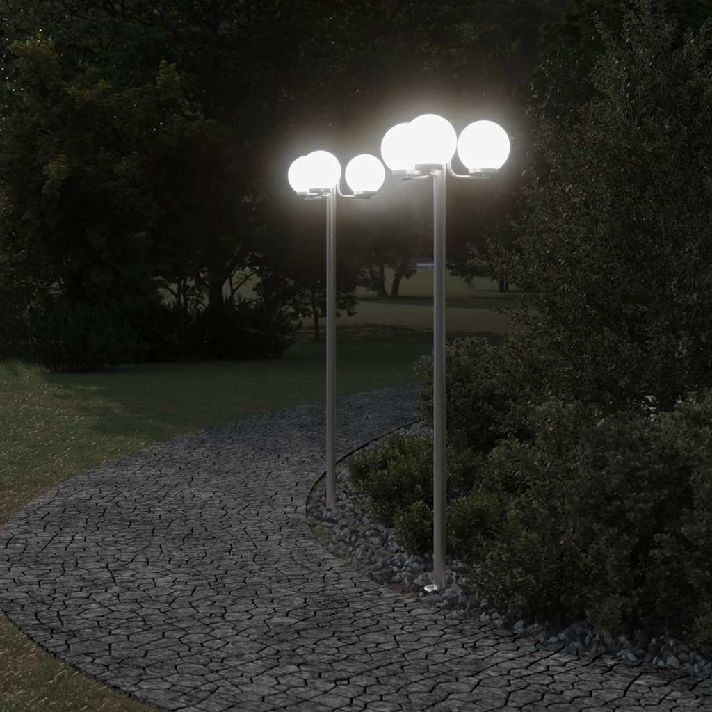 Venkovní stojací lampy 2 ks stříbrné 215 cm nerezová ocel