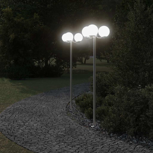 Venkovní stojací lampy 2 ks stříbrné 215 cm nerezová ocel