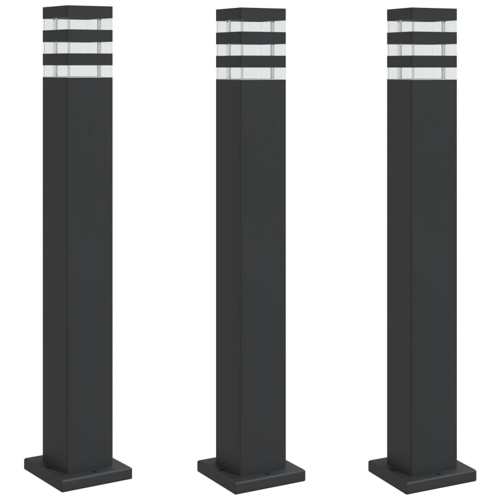 Venkovní stojací lampy 3 ks černé 80 cm hliník