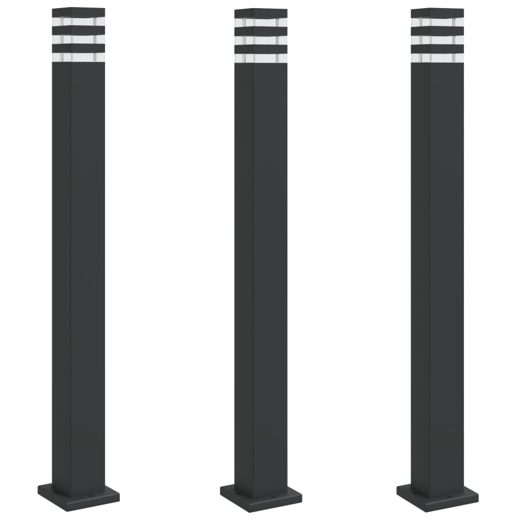 Venkovní stojací lampy 3 ks černé 110 cm hliník