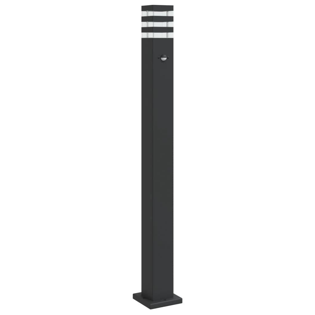 Venkovní stojací lampa s čidlem černá 110 cm hliník