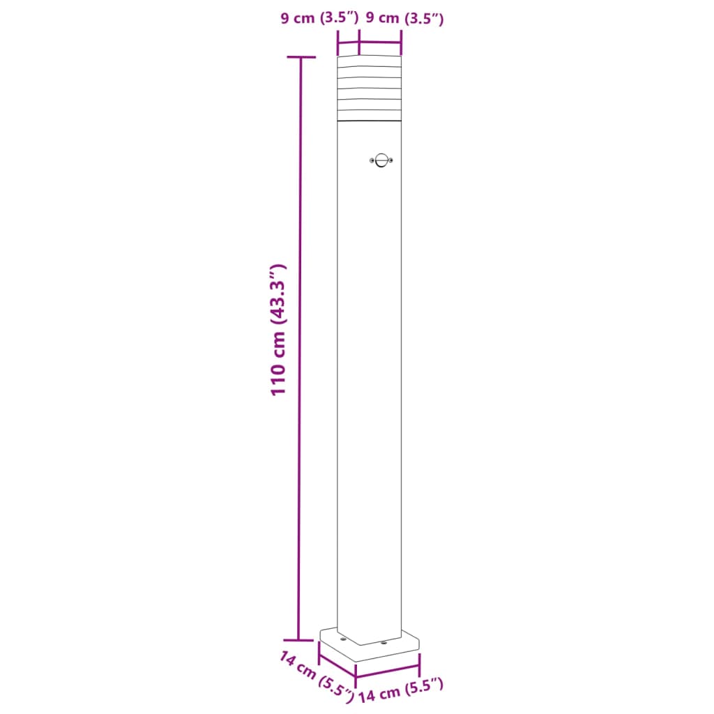 Venkovní stojací lampa s čidlem černá 110 cm hliník