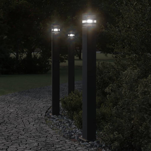 Venkovní stojací lampa s čidlem černá 110 cm hliník