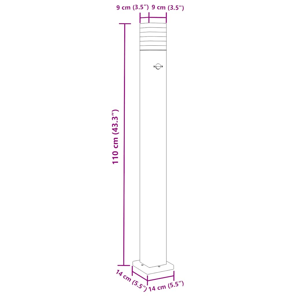 Venkovní stojací lampy s čidlem 3 ks černé 110 cm hliník