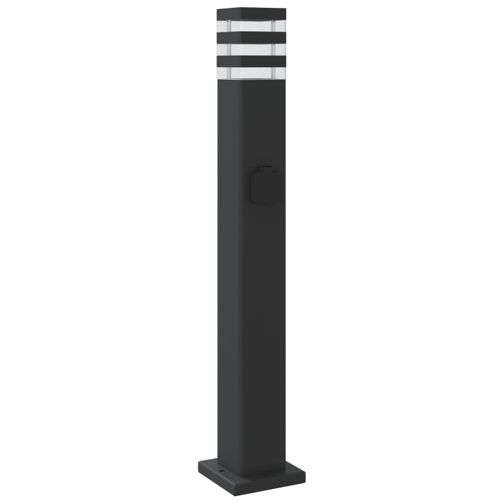 Venkovní stojací lampa se zásuvkou černá 80 cm hliník