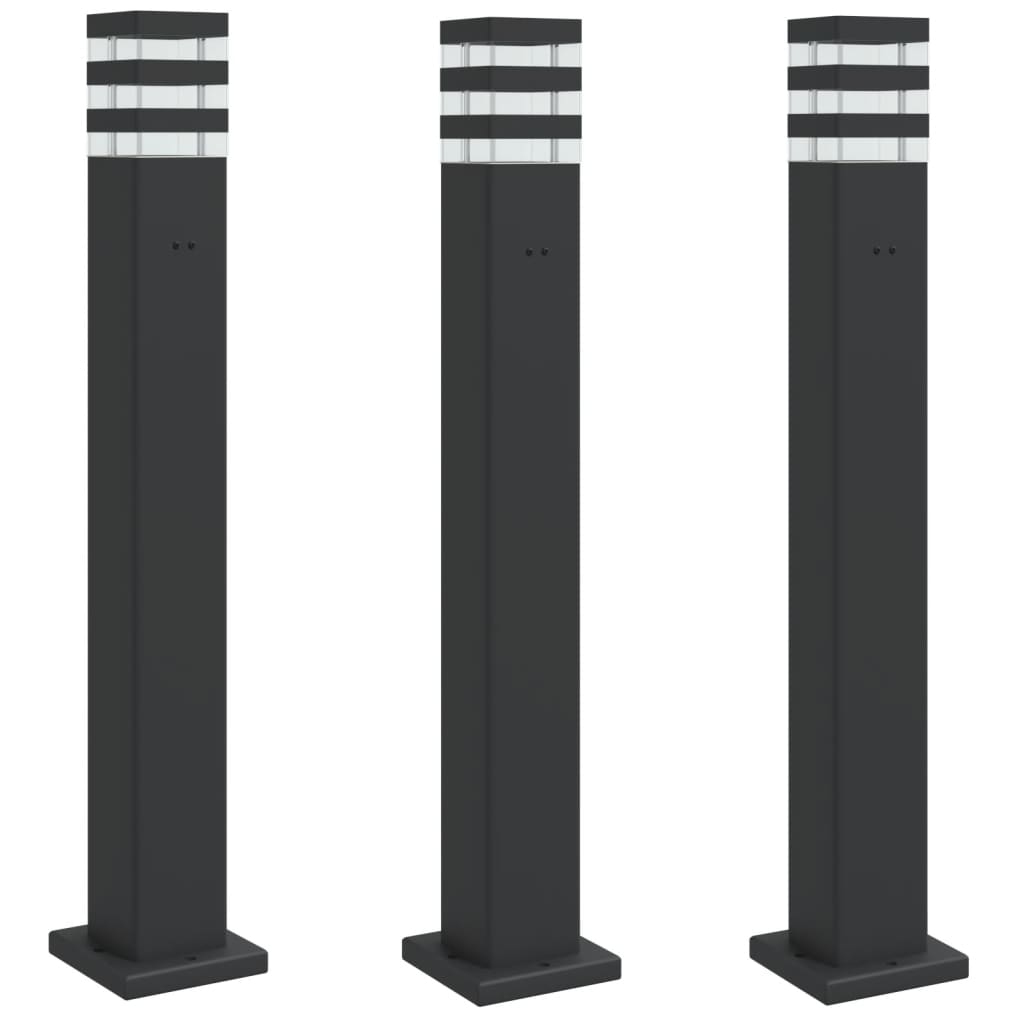 Venkovní stojací lampy se zásuvkou 3 ks černé 80 cm hliník