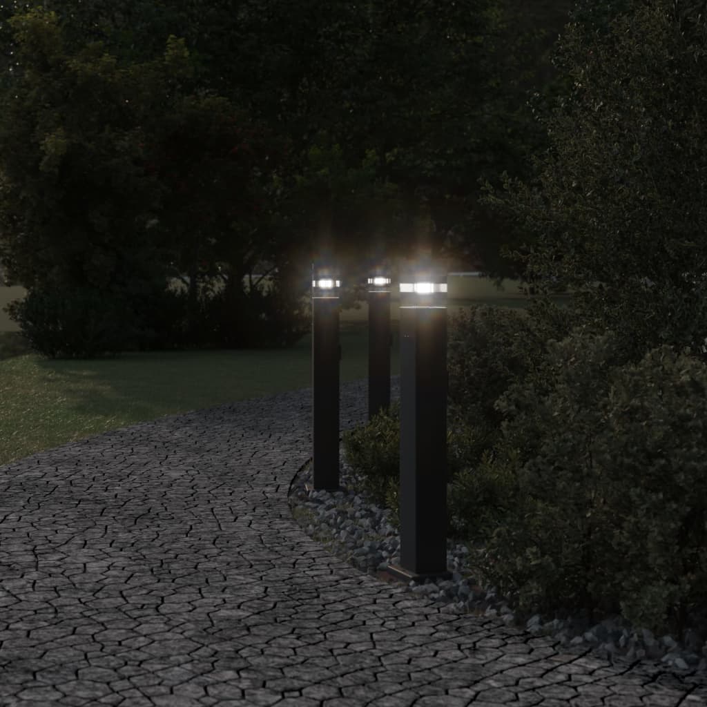 Venkovní stojací lampy se zásuvkou 3 ks černé 80 cm hliník