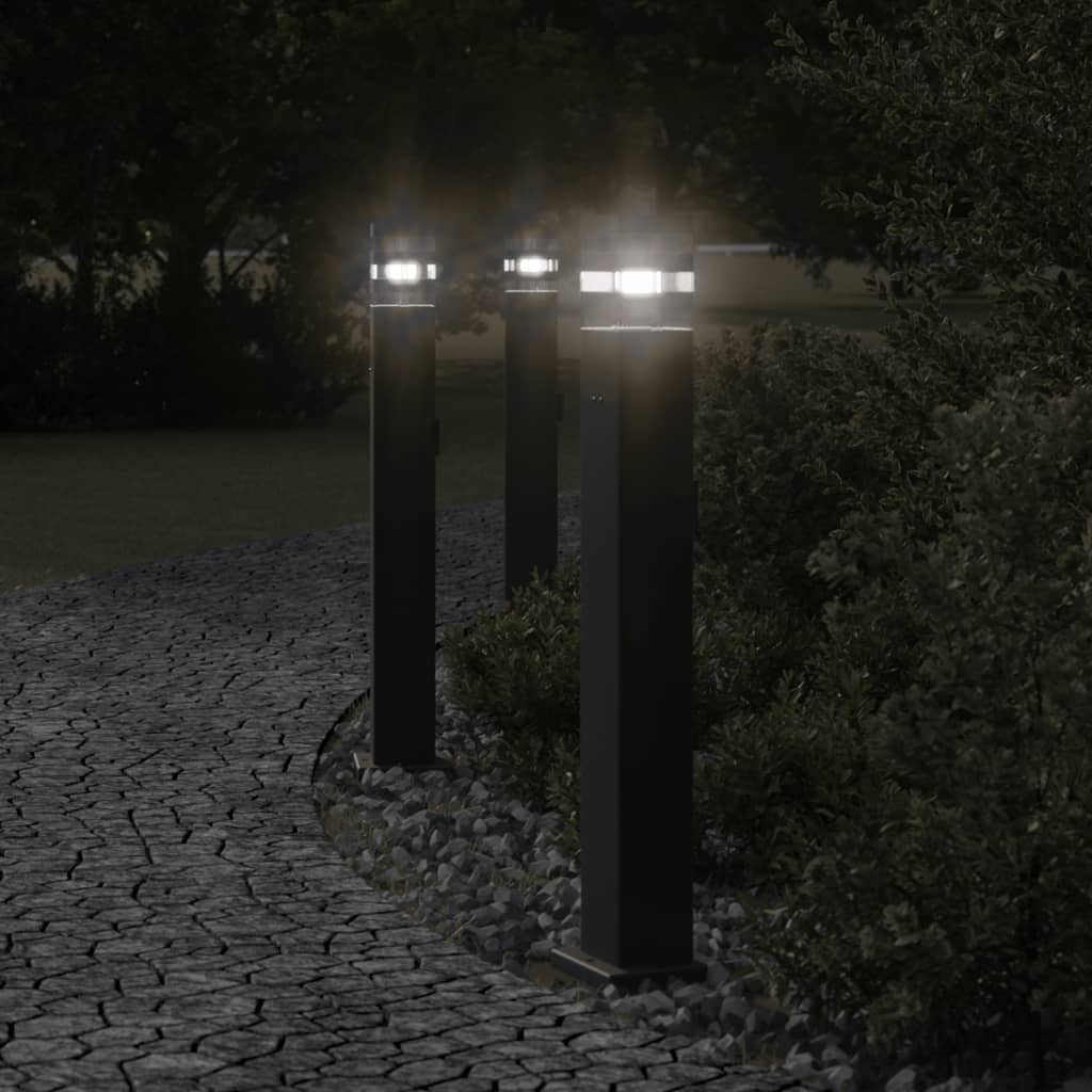 Venkovní stojací lampy se zásuvkou 3 ks černé 80 cm hliník