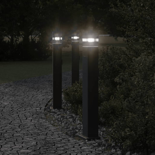 Venkovní stojací lampy se zásuvkou 3 ks černé 80 cm hliník