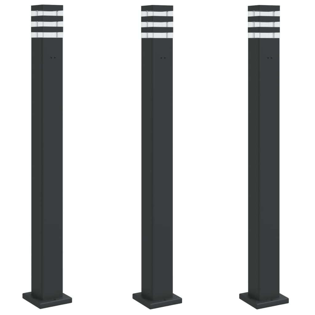 Venkovní stojací lampy se zásuvkou 3 ks černé 110 cm hliník