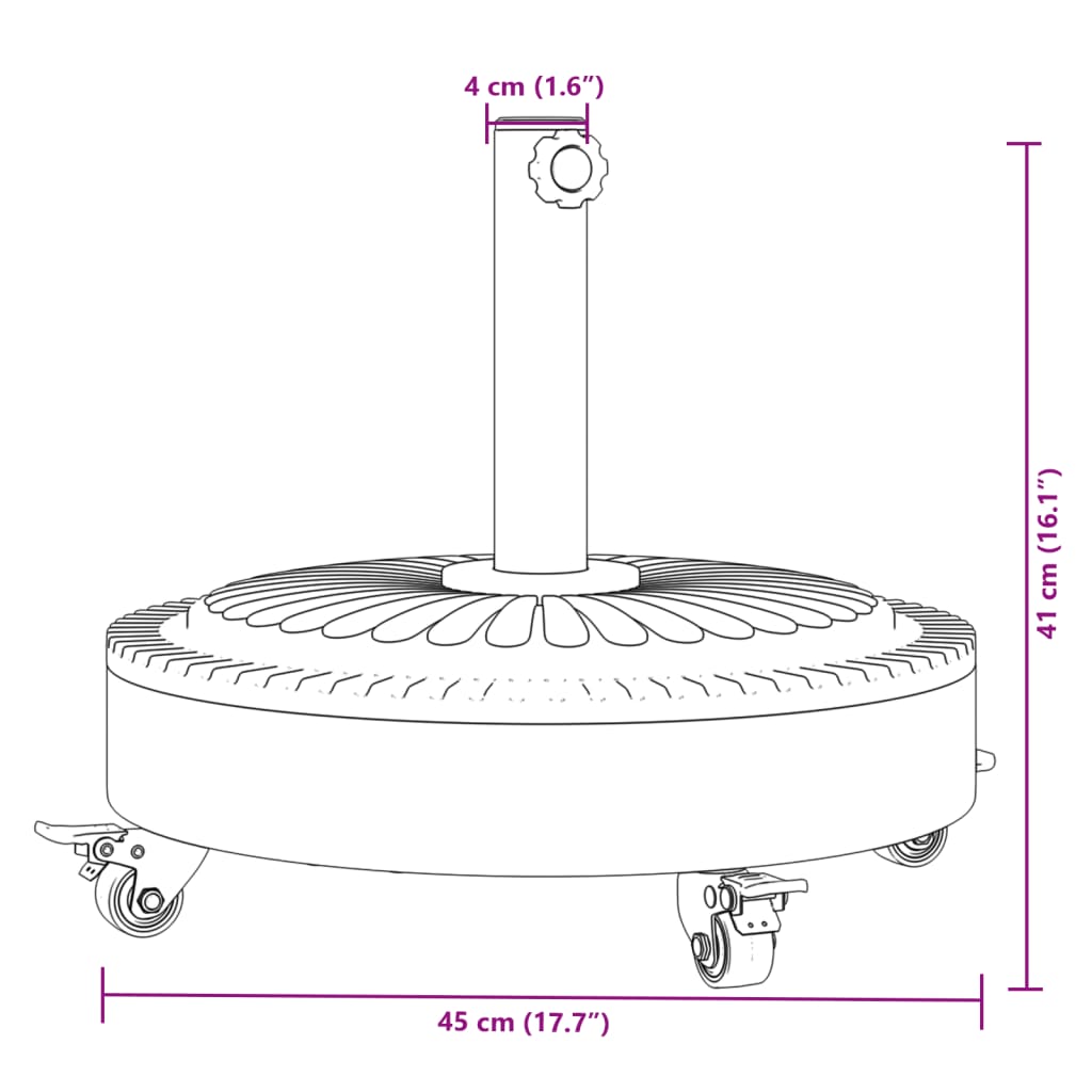Stojan na slunečník s kolečky pro tyč Ø 38/48 mm 27 kg kruhový