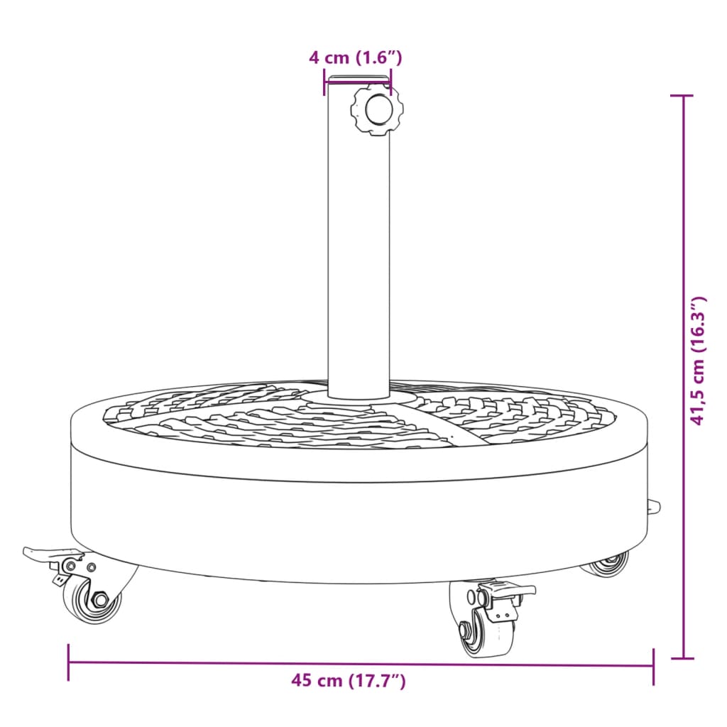 Stojan na slunečník s kolečky pro tyč Ø 38/48 mm 27 kg kruhový