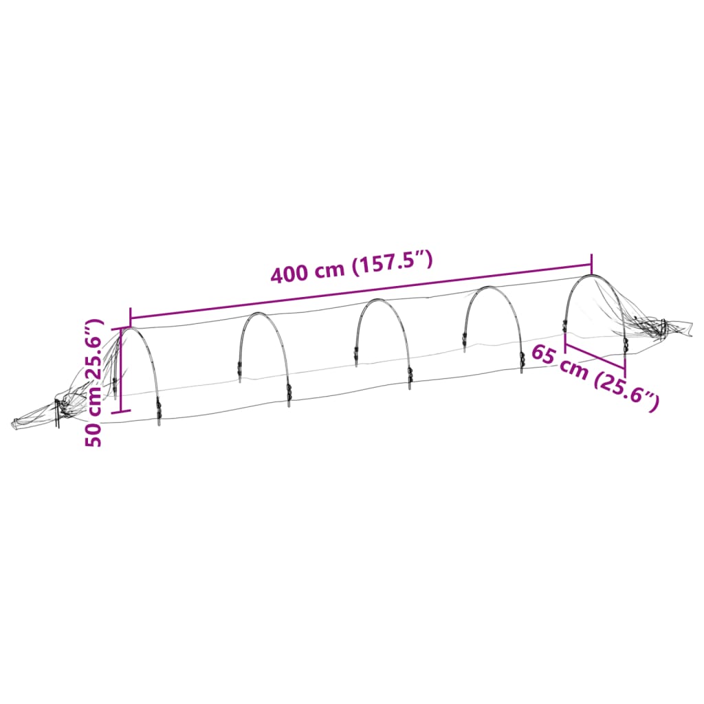 Zahradní tunel 1,5 x 5 m sklolaminát a PP