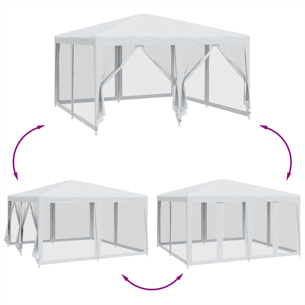 Party stan s 8 síťovanými bočnicemi bílý 4 x 4 m HDPE