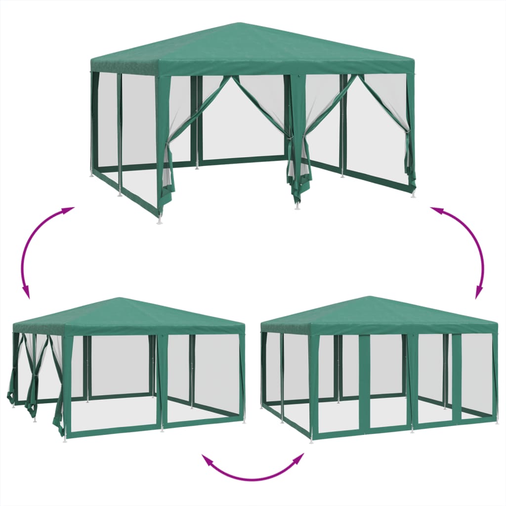 Party stan s 8 síťovanými bočnicemi zelený 4 x 4 m HDPE