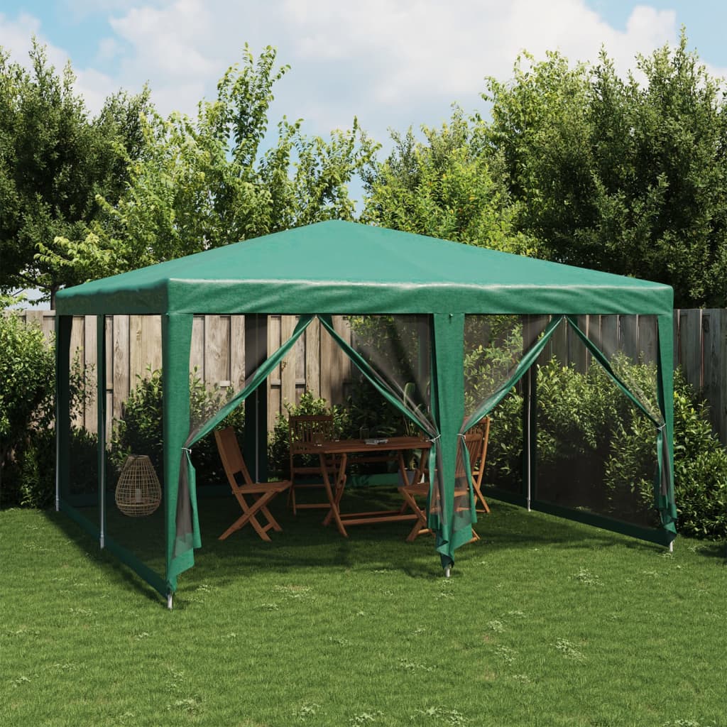 Party stan s 8 síťovanými bočnicemi zelený 4 x 4 m HDPE