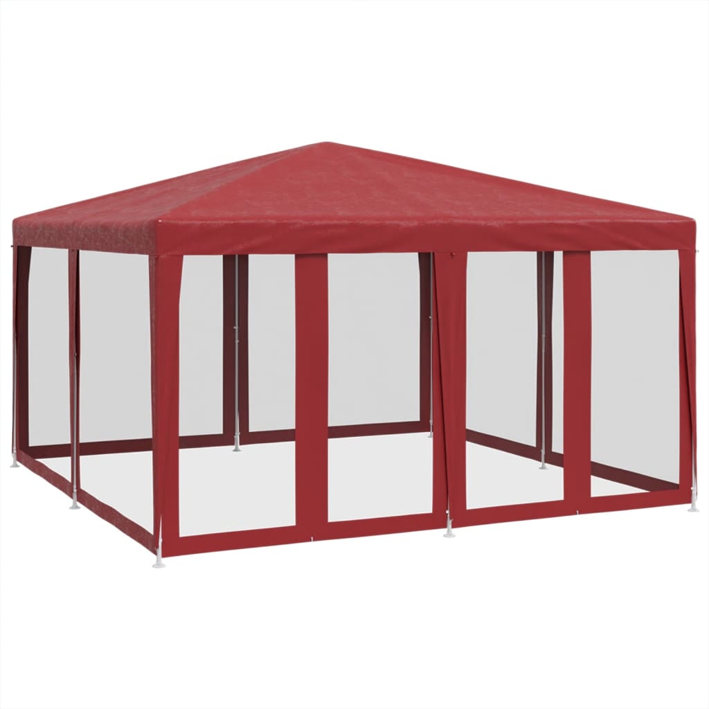 Party stan s 8 síťovanými bočnicemi červený 4 x 4 m HDPE