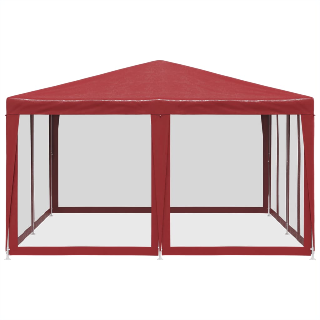 Party stan s 8 síťovanými bočnicemi červený 4 x 4 m HDPE