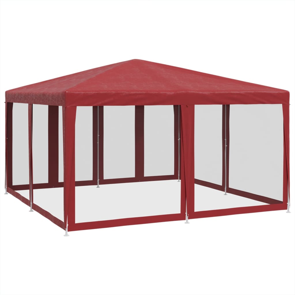 Party stan s 8 síťovanými bočnicemi červený 4 x 4 m HDPE