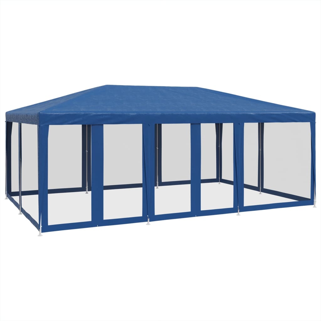Party stan s 12 síťovanými bočnicemi modrý 6 x 4 m HDPE