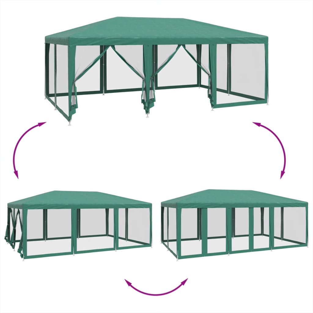 Party stan s 10 síťovanými bočnicemi zelený 6 x 4 m HDPE