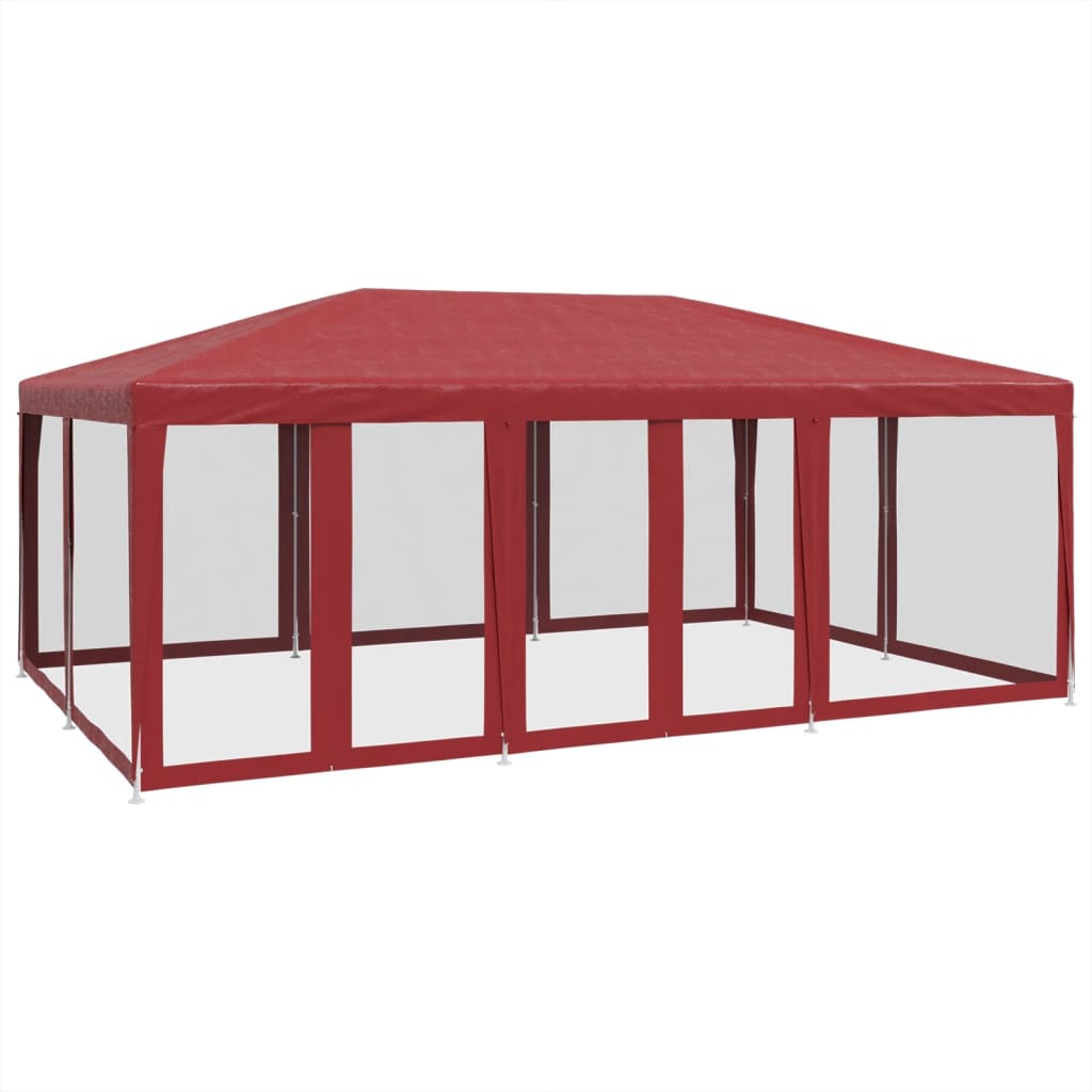 Party stan s 10 síťovanými bočnicemi červený 6 x 4 m HDPE