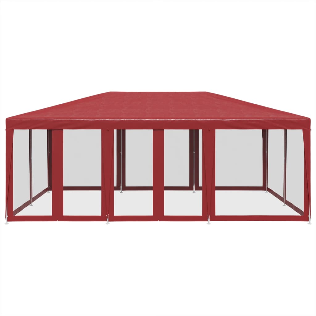 Party stan s 10 síťovanými bočnicemi červený 6 x 4 m HDPE