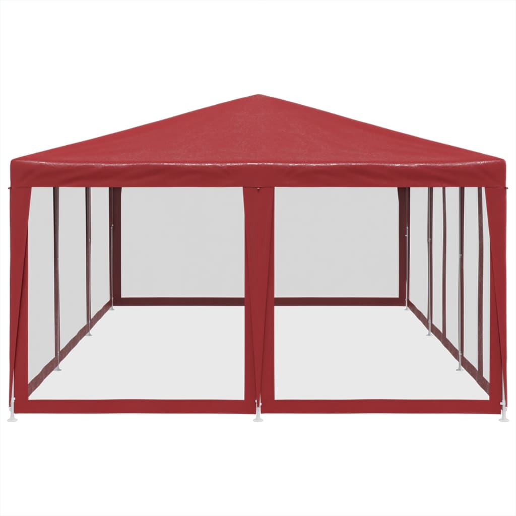 Party stan s 10 síťovanými bočnicemi červený 6 x 4 m HDPE
