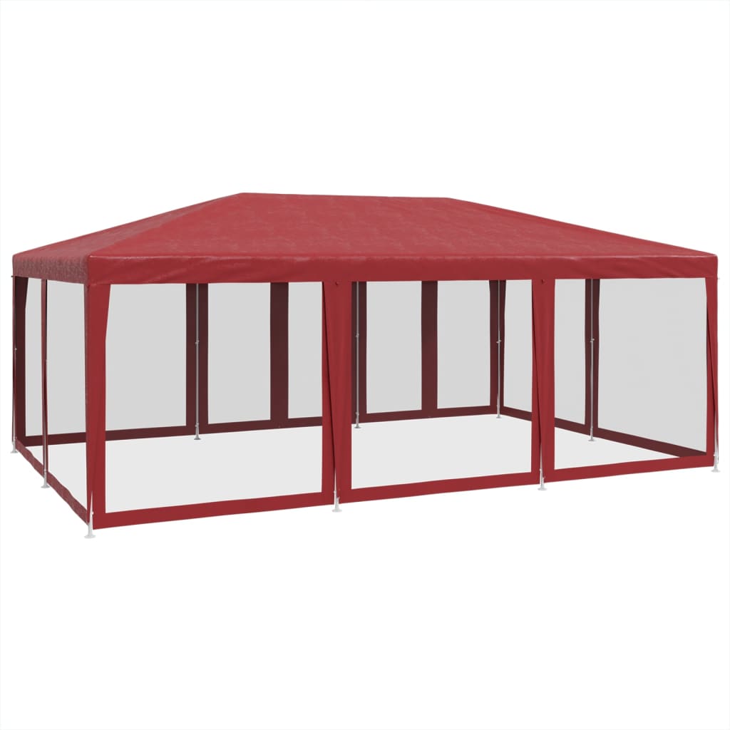Party stan s 10 síťovanými bočnicemi červený 6 x 4 m HDPE