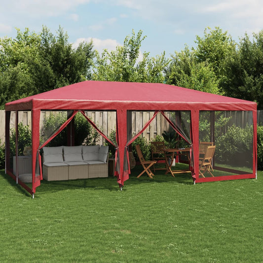 Party stan s 10 síťovanými bočnicemi červený 6 x 4 m HDPE