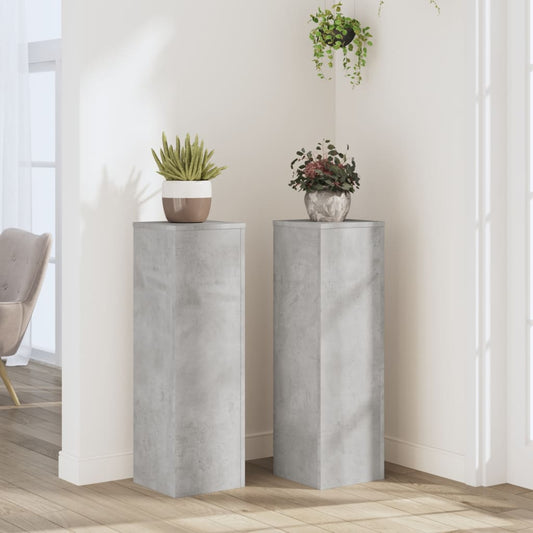 Stojany na rostliny 2 ks betonově šedé 25 x 25 x 80 cm kompozit