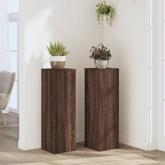 Stojany na rostliny 2 ks hnědý dub 25x25x80 cm kompozitní dřevo