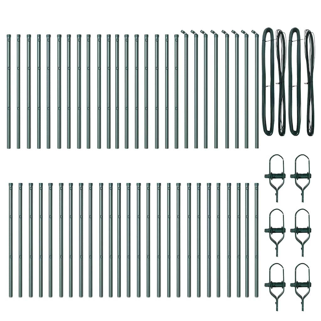 Plotový sloupek. Jiný 52 pcs Zelená 3.2 x 3.2 x 80 cm Ocel
