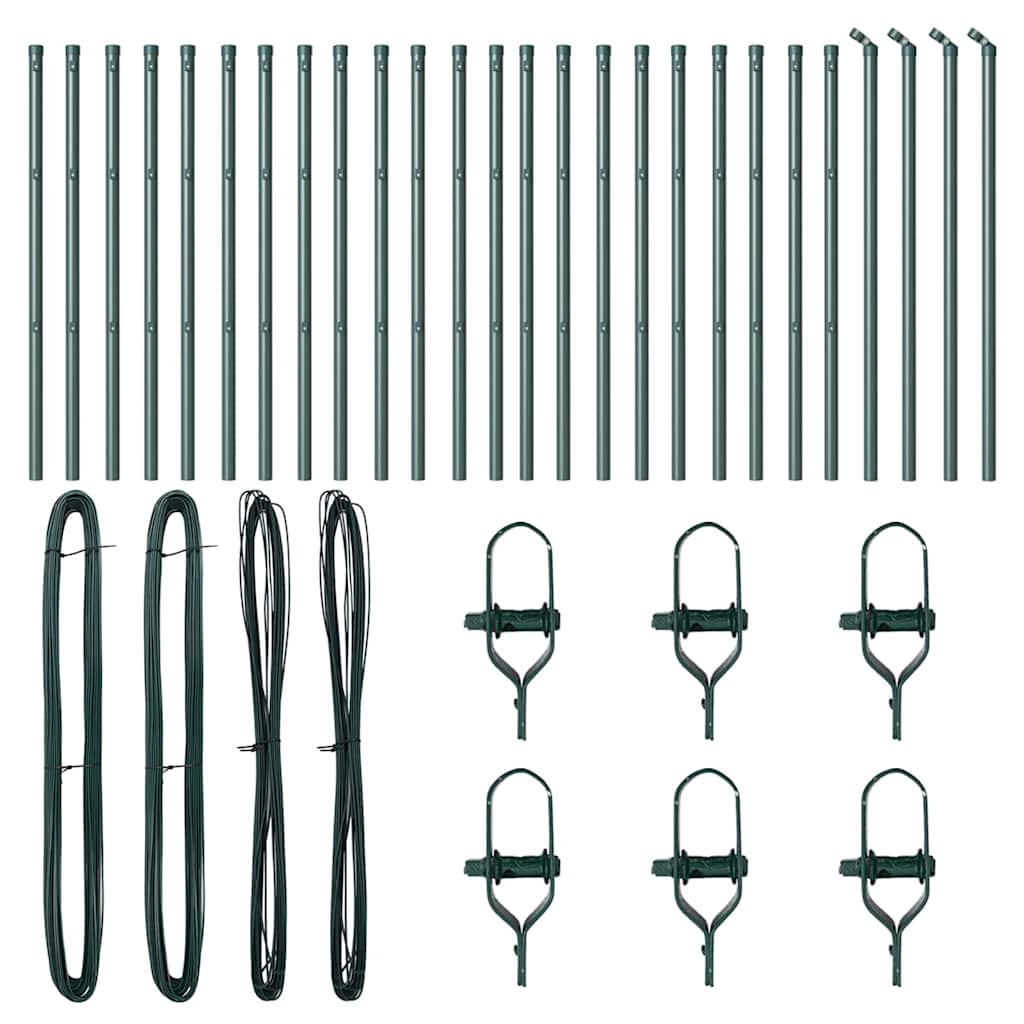 Plotový sloupek. Jiný 26 pcs Zelená 3.2 x 3.2 x 100 cm Ocel