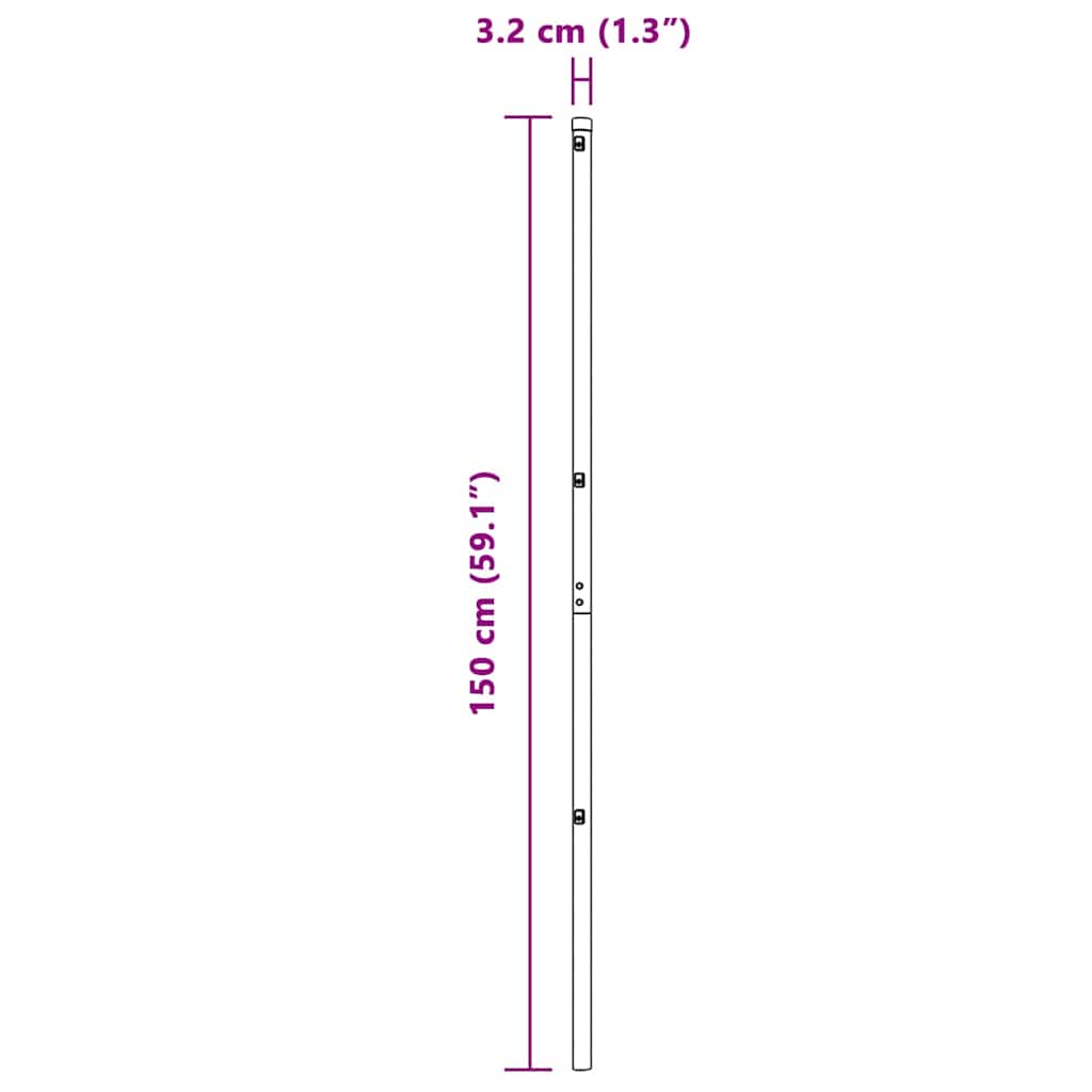 Plotový sloupek. 26 pcs Zelená 3.2 x 3.2 x 150 cm Ocel