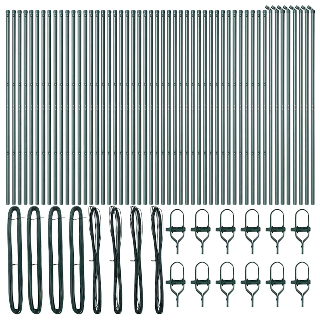 Plotový sloupek. 52 pcs Zelená 3.2 x 3.2 x 150 cm Ocel