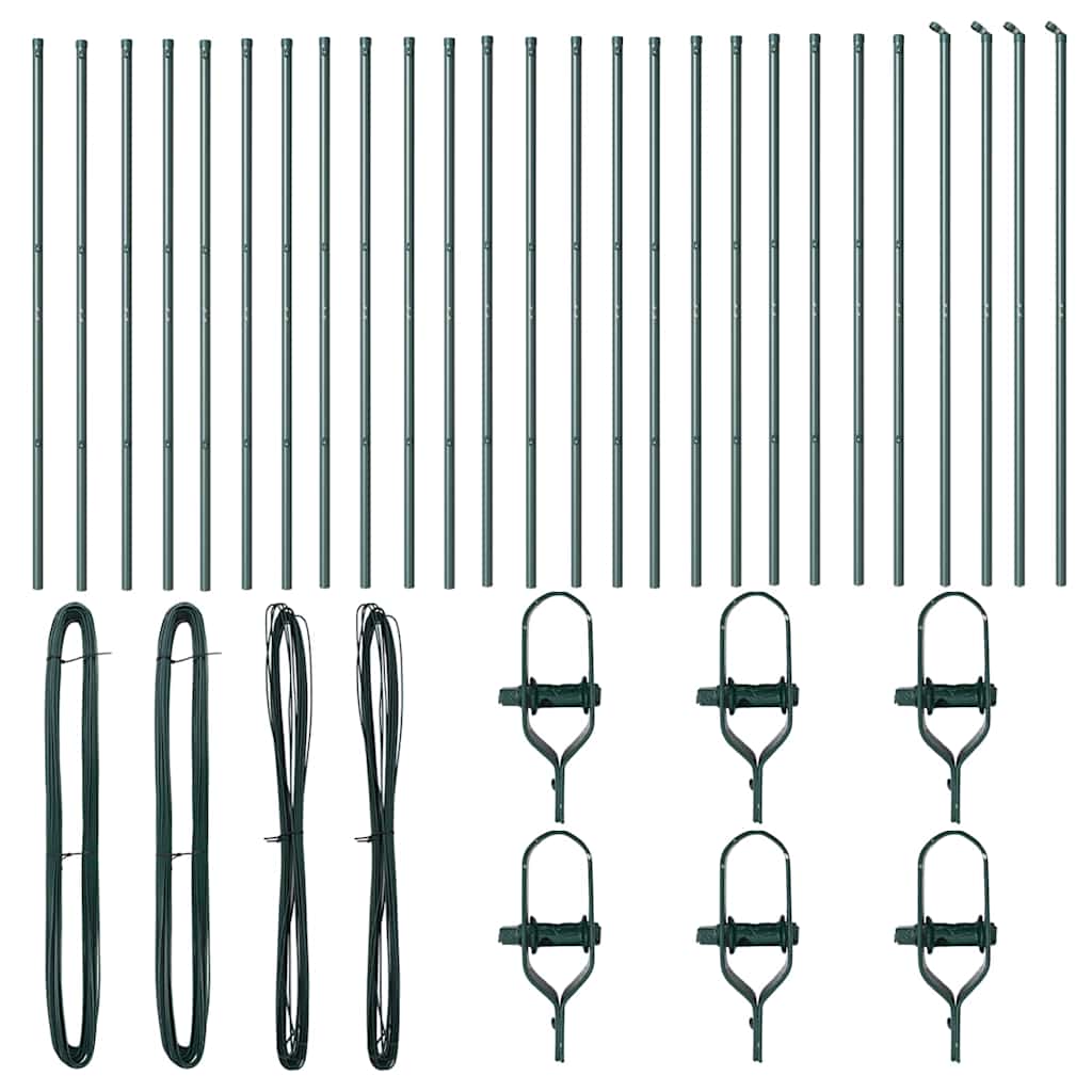 Plotový sloupek. Jiný 26 pcs Zelená 3.2 x 3.2 x 210 cm Ocel