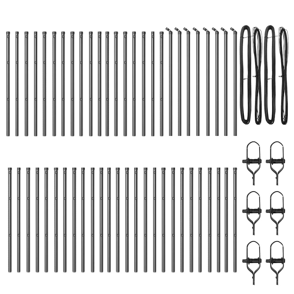 Plotový sloupek. Jiný 52 pcs Šedá 3.2 x 3.2 x 80 cm Ocel