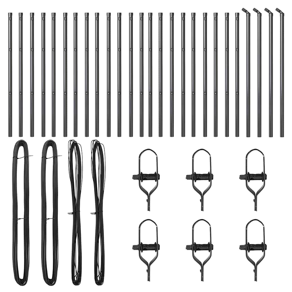 Plotový sloupek. Jiný 26 pcs Šedá 3.2 x 3.2 x 100 cm Ocel