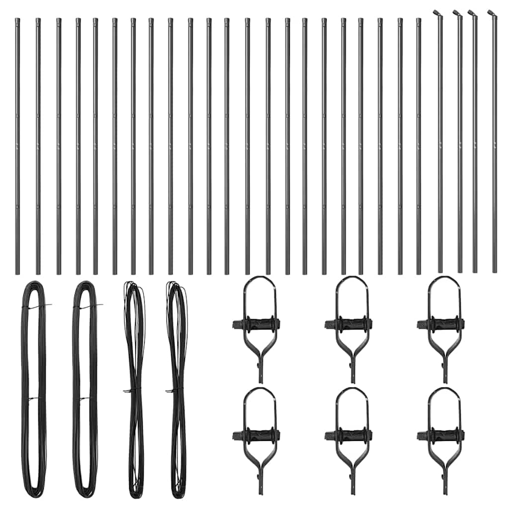 Plotový sloupek. Jiný 26 pcs Šedá 3.2 x 3.2 x 170 cm Ocel