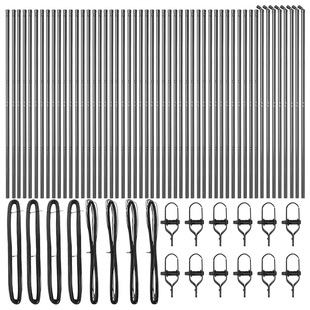 Plotový sloupek. Jiný 52 pcs Šedá 3.2 x 3.2 x 200 cm Ocel
