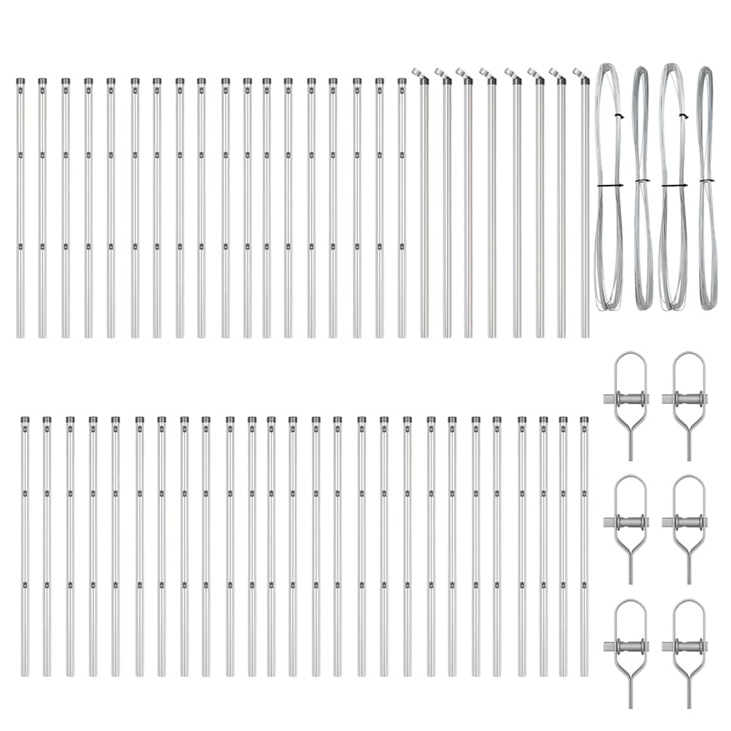 Plotový sloupek. Jiný 52 pcs Stříbrná 3.2 x 3.2 x 100 cm Ocel