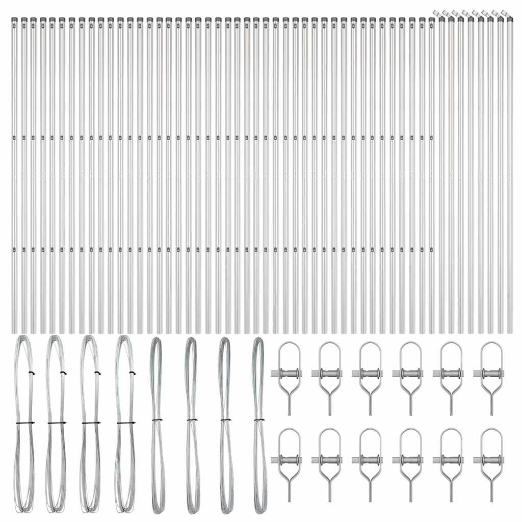 Plotový sloupek. Jiný 52 pcs Stříbrná 3.2 x 3.2 x 150 cm Ocel