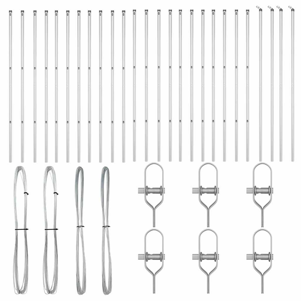 Plotový sloupek. Jiný 26 pcs Stříbrná 3.2 x 3.2 x 200 cm Ocel