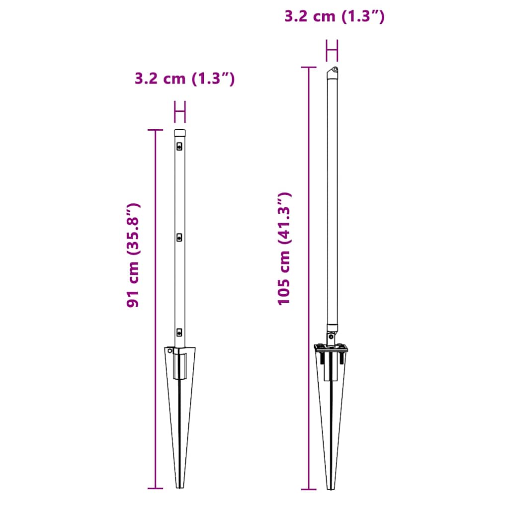 Plotový sloupek. Jiný 52 pcs Stříbrná 3.2 x 3.2 x 60 cm Ocel