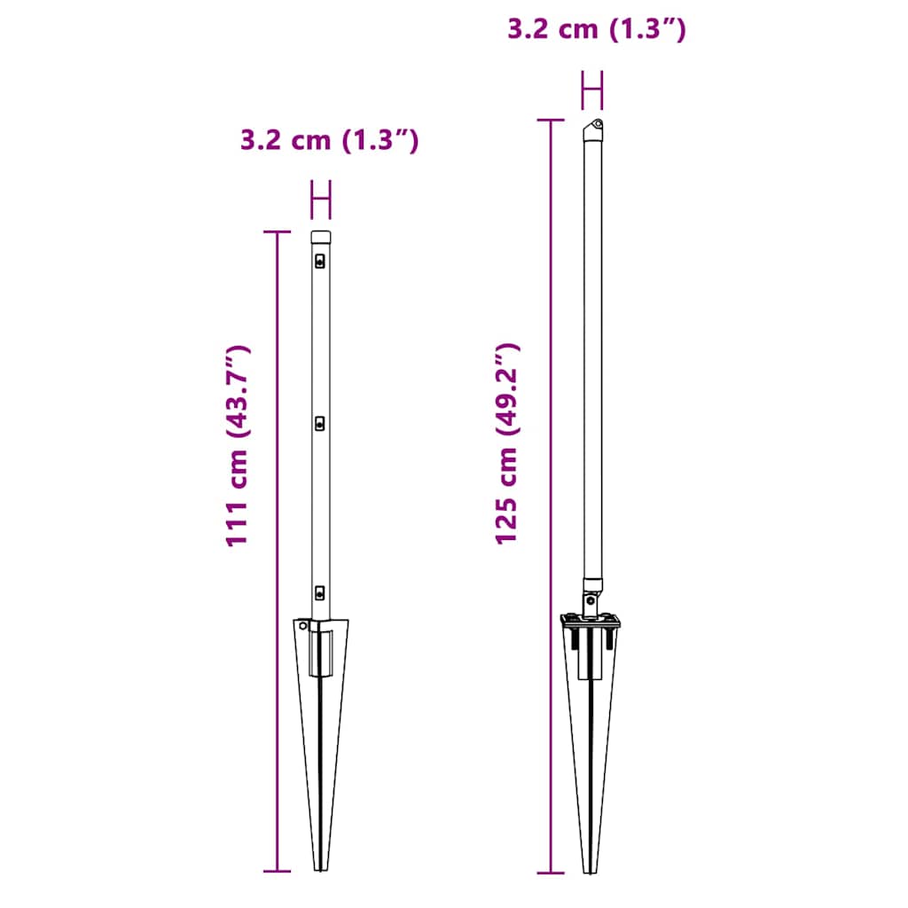Plotový sloupek. 52 pcs Stříbrná 3.2 x 3.2 x 80 cm Ocel