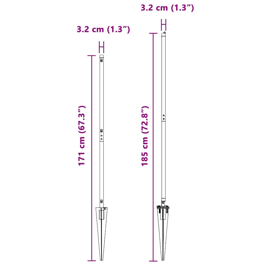 Plotový sloupek. Jiný 52 pcs Stříbrná 3.2 x 3.2 x 140 cm Ocel
