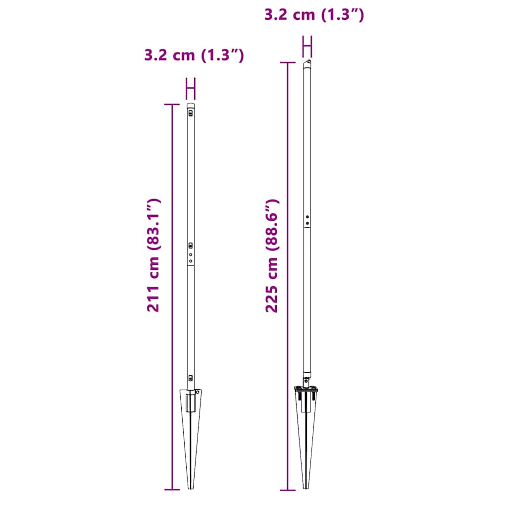 Plotový sloupek. Jiný 26 pcs Stříbrná 3.2 x 3.2 x 180 cm Ocel