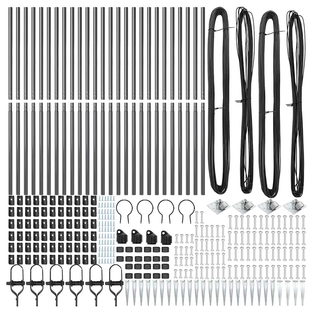 Plotový sloupek. 26 pcs Stříbrná 3.2 x 3.2 x 160 cm Ocel