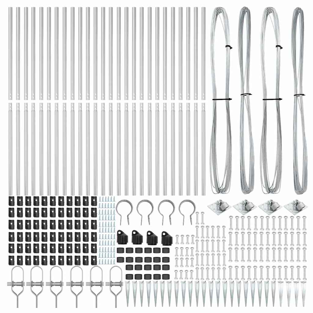 Plotový sloupek. Jiný 26 pcs Stříbrná 3.2 x 3.2 x 180 cm Ocel